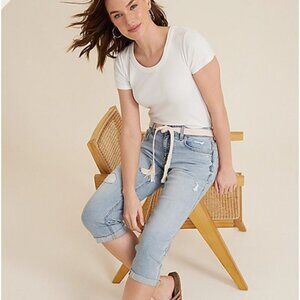 Maurices Mid Rise Belted Waist Straight Cropped Jean - 20W